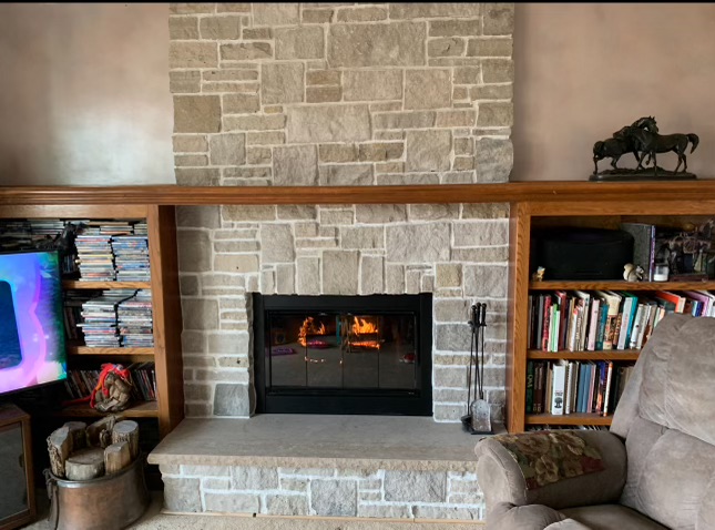 Fireplace Burning before chimney sweep Kansas City service