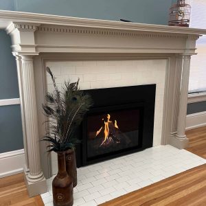 angled view of fireplace